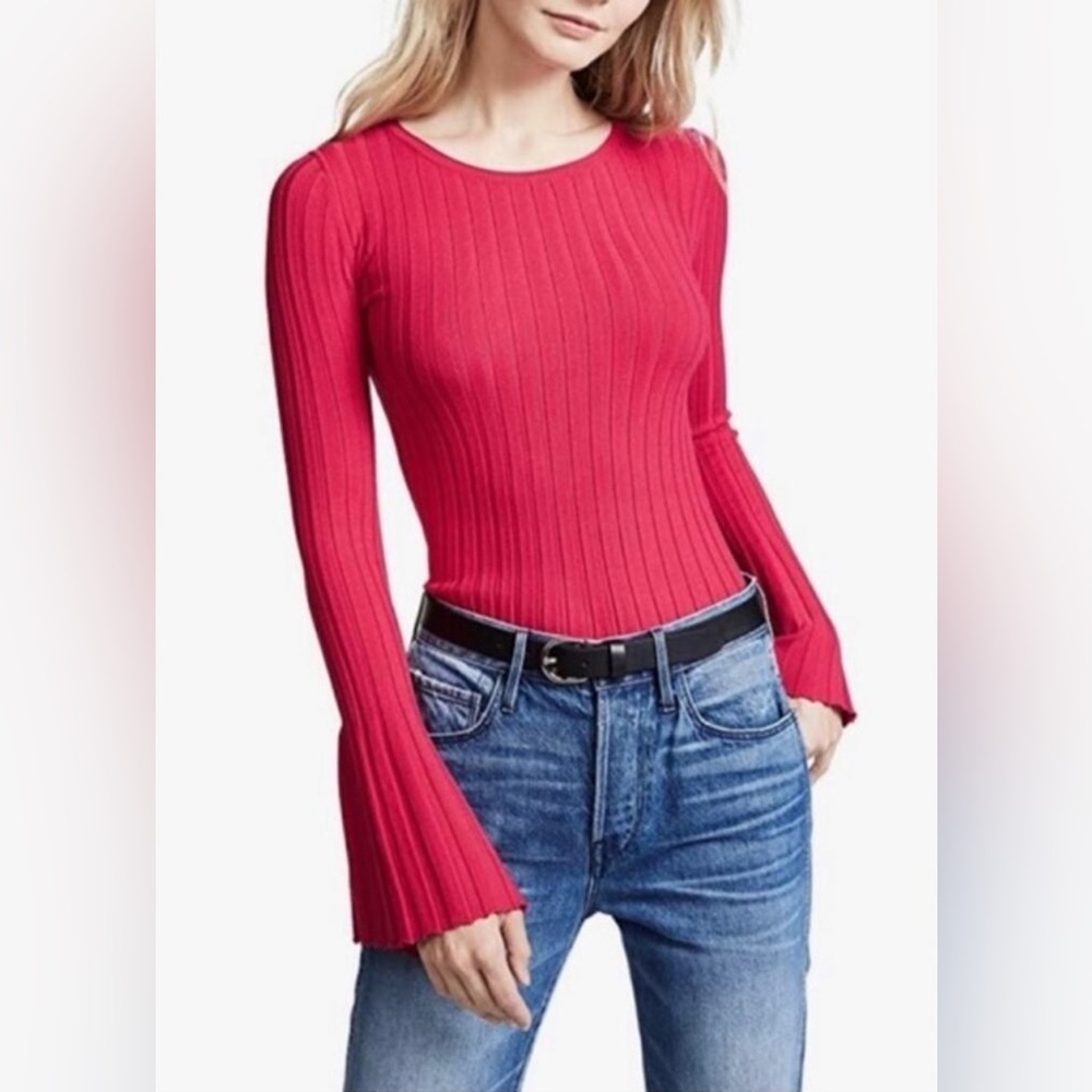 NWT BAILEY 44 Cossak Ribbed Bell Sleeve Sweater Hot‎ Pink, Size S